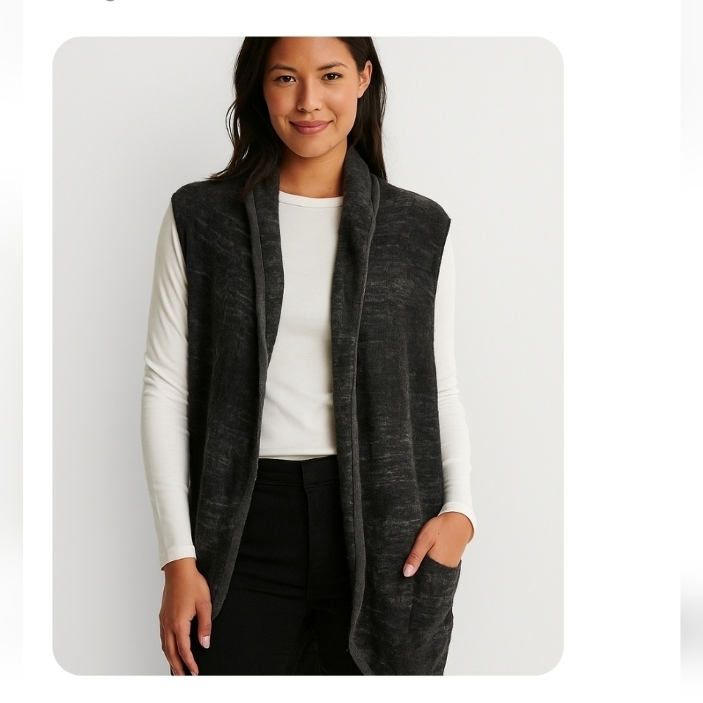Lucky Brand Womens Gray Wool Blend Long Cozy & Stylish Layering Vest XS/S